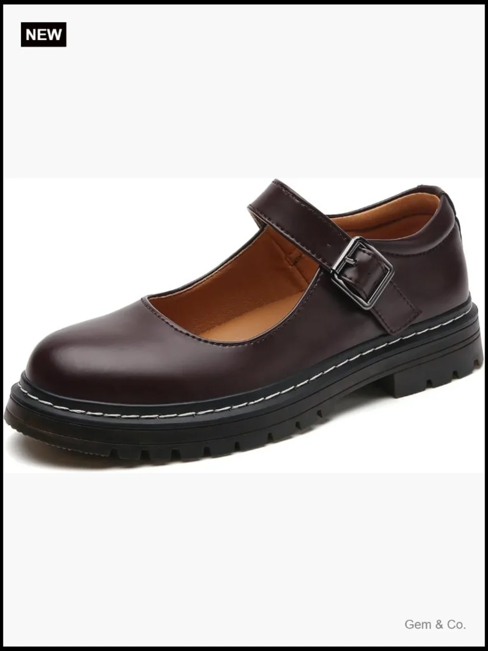 Chunky Platform Mary Jane Shoes with Buckle Strap Non-Slip Comfort Casual